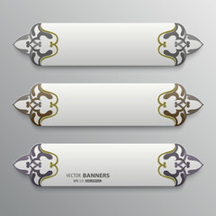 Set of banners template with floral elements and dark pale colors