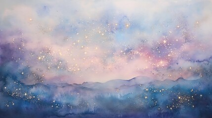 Naklejka premium Watercolor sky and landscape for creative designs