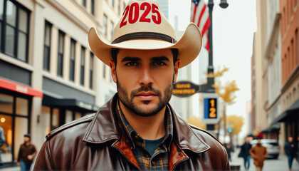 Obraz premium Man in Cowboy Hat