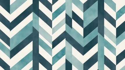 Stylish Chevron Pattern in Shades of Teal and Cream for Modern Decor and Design