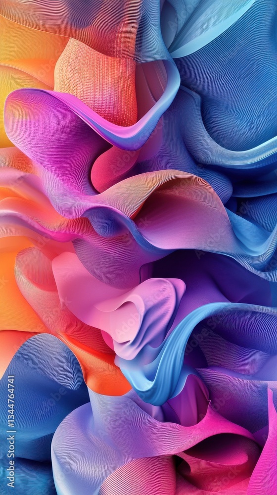 Poster Colorful flowing abstract forms create an interesting patterned background effect