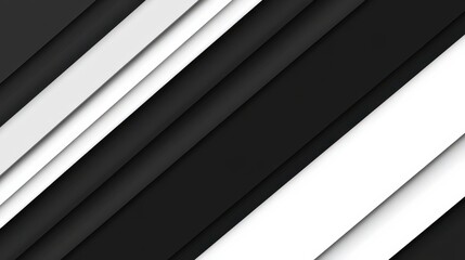 Abstract layered design in shades of black and white with diagonal lines and shapes