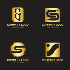 S logo set golden color with business and company branding design
