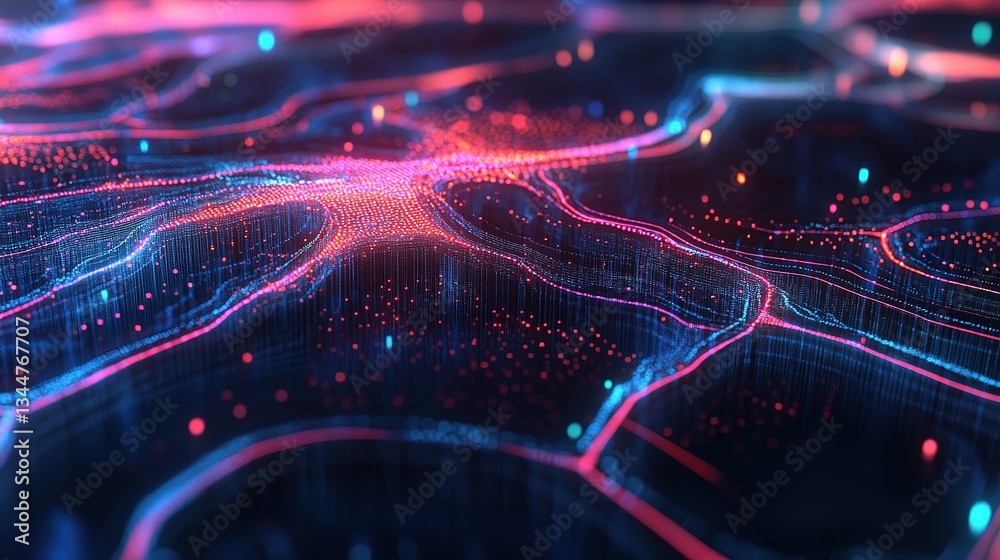 Poster colorful 3d visualization of neural network data dynamics