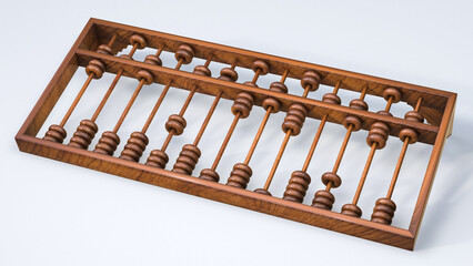 Wooden abacus, a vintage counting tool for mathematical calculations 3D render