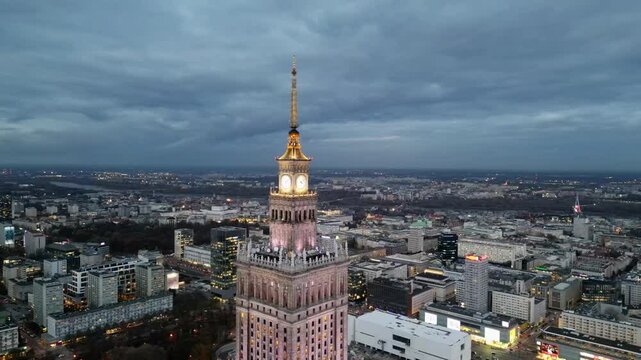 Warszawa - Polska - stolica - drapacze chmur - dron