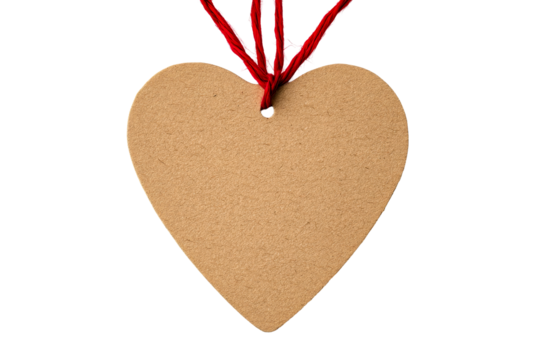 Heart shaped tag with red string for crafts