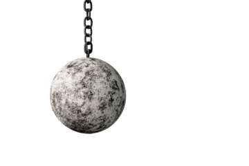 Wrecking ball hanging with chain backdrop