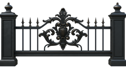 Isolated Decorative Iron Fence with Ornate Details