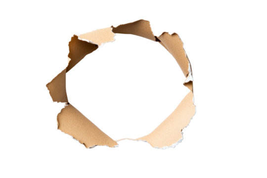 Torn paper hole with transparent background