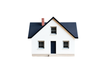 House model with black roof, transparent bg