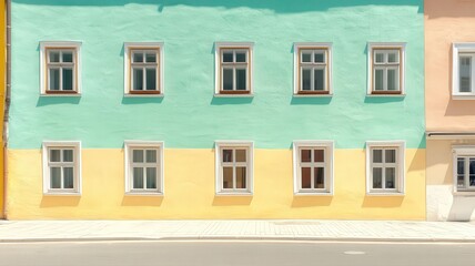 Sunny Day View of a Two-Tone Building Facade