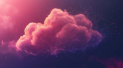 Fototapeta premium Vibrant Abstract Geometric Cloud Design with Technological Elements