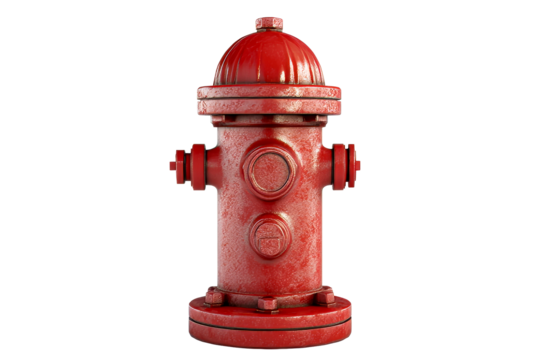 Red fire hydrant with a weathered appearance