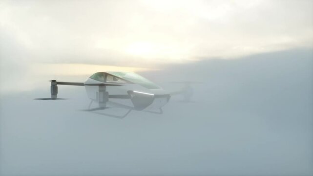 flying copter car, drone with people. future concept.