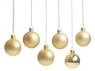 Elegant Gold Christmas Ornaments Hanging on String for Festive Decor