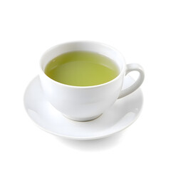 Obraz premium White cup of green tea on saucer