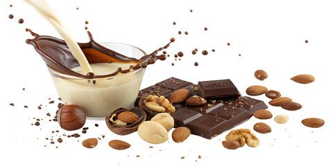 chocolate and milk splash and nuts
