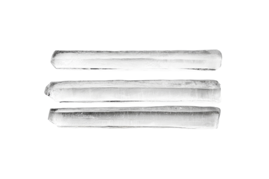 Ice sticks arranged on a transparent background