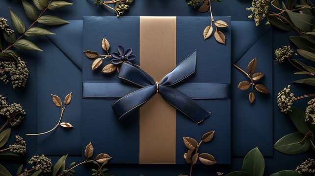 Classic wedding invitation a navy and gold theme blank space for custom typography