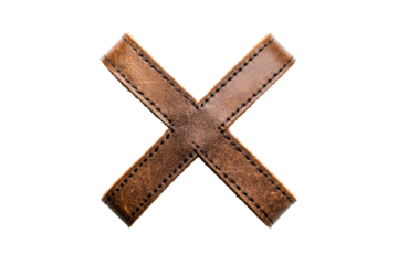 Leather cross design on clear background