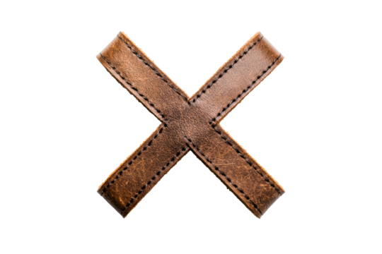 Leather cross design on clear background