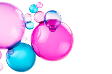 Transparent, colorful bubbles in air