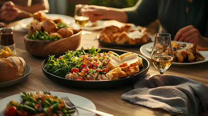 Family Dinner Outdoor Under Sunlight