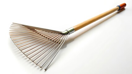 Metal Leaf Rake on White Background