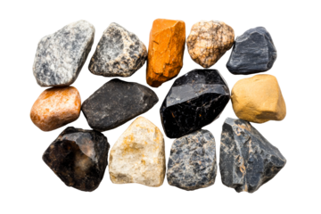 Natural stones on clear background