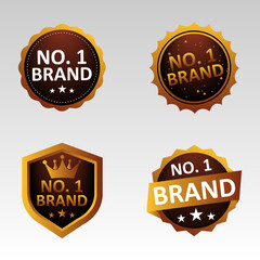 No 1 text badge vector design. No 1 text crest design	
