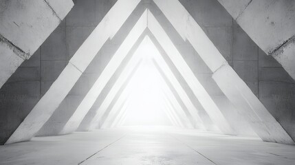 Obraz premium Exploring Concrete Triangle Tunnel with Bright Light at the End