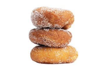 Homemade sweet orange-flavored doughnuts, captured in close-up