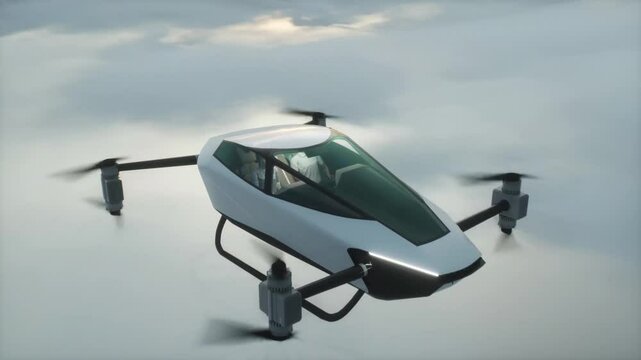 flying copter car, drone with people. future concept.