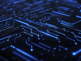 Obraz premium Innovative design showcasing intricate glowing blue circuit board patterns for digital technology enthusiasts