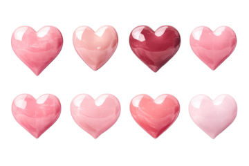 Pink hearts on clear background