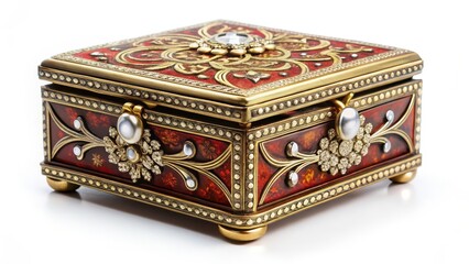 Ornate Decorative Box on White Background