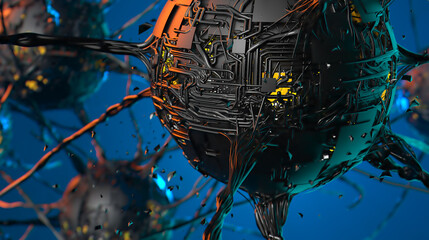 Futuristic Fusion: Organic-Technical Spheres in a High-Tech Landscape