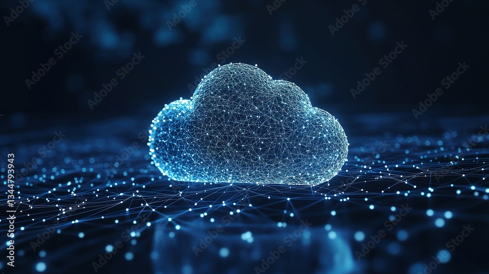 Poster abstract mesh structure representing cloud computing technology