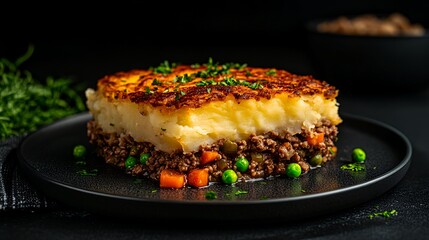 shepherds pie portion cut and plated