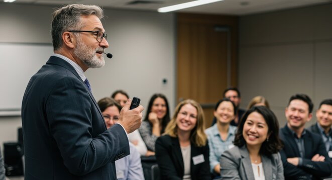 Motivational speaker corporate keynote presentation business conference leadership professional event audience engagement successful speaking career growth inspiration networking - Powered by Adobe