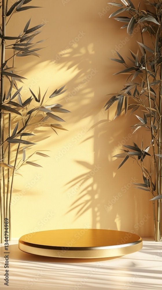 Aufkleber a beautifully designed golden platform is highlighted in a tranquil setting
