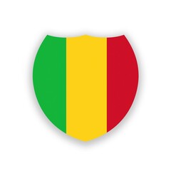Fototapeta premium Mali national flag in the shape of a shield isolated on white. Illustration