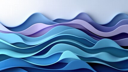Fototapeta premium Abstract Waves in Layers of Blue and Purple Tones with Smooth Curves and Flowing Motion