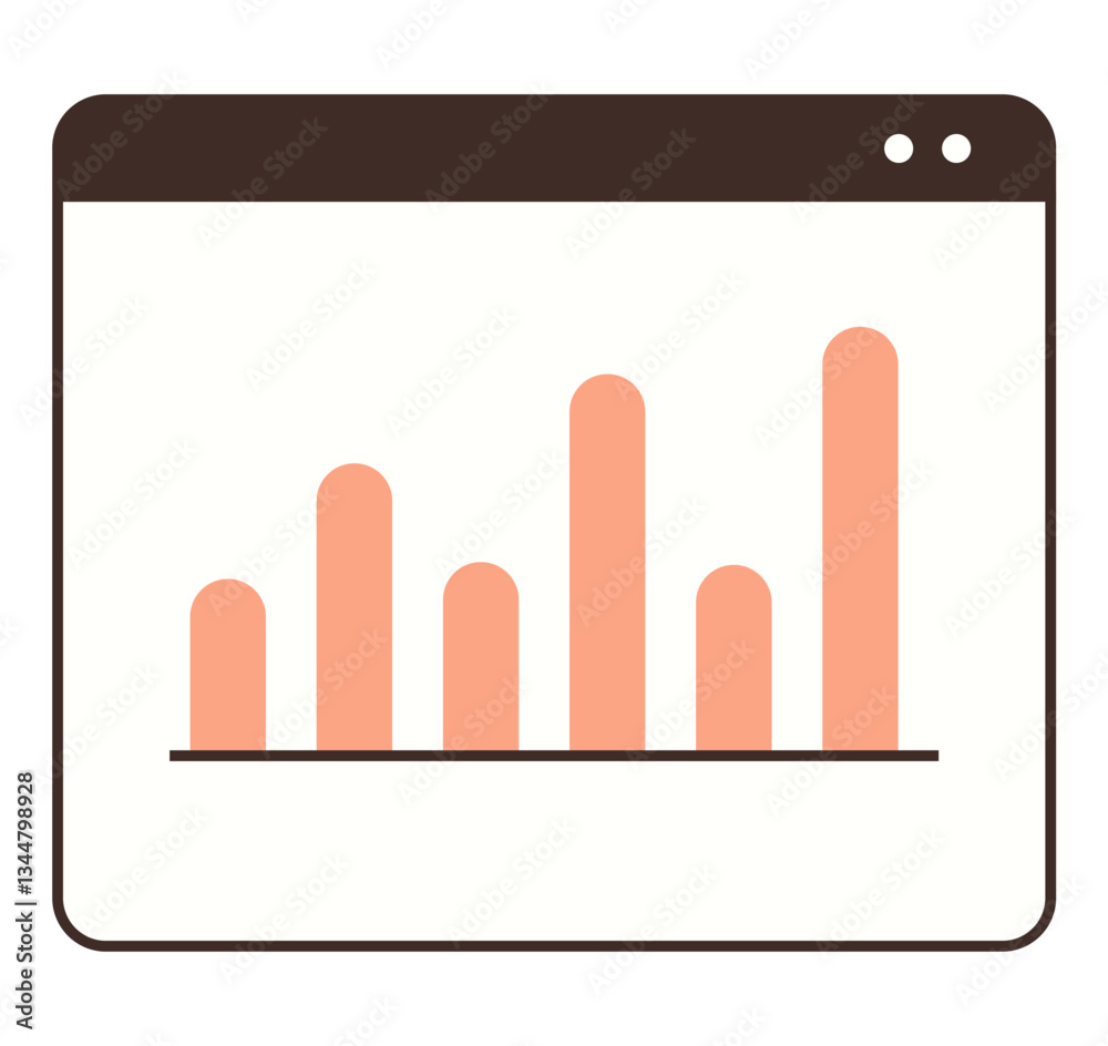 Poster web interface displaying a bar chart with rising columns on a clean background. ideal for analytics,