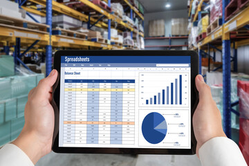 Spreadsheet document information financial startup concept. data and graphs in spreadsheet documents for online analysis project dashboard accounting digital snugly