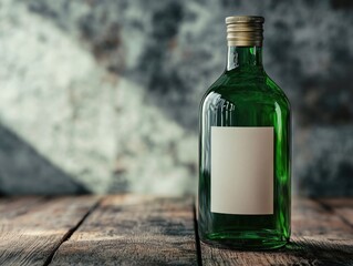 Obraz premium Green bottle of alcohol