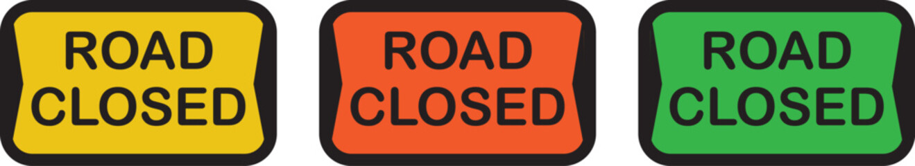set of road closed bord icon
