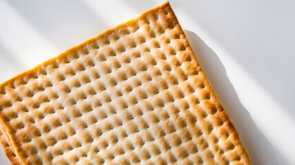 Close-up matzah on white background