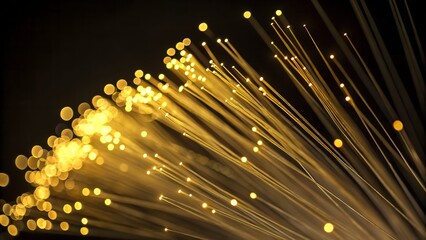 Glowing yellow fiber optic lights